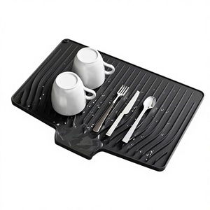 Wholesale Classic Wave Draining Pad Silicone Drying Mat Non-slip Dish Holder <b>Table</b> Kitchen Placemat <b>Foldable</b> Heat Insulation - Product Image 1
