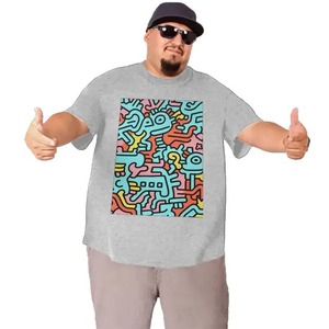 Image personnalisée T-shirt grande taille pour hommes Style Streetwear 100% coton avec spandex imprimé dessin animé contraste motif sérigraphie méthode - Product Image 1