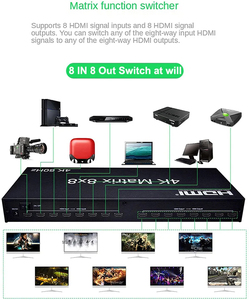 Precio de fábrica OEM de alta calidad 4K 3D <span class=keywords><strong>8</strong></span> en <span class=keywords><strong>8</strong></span> salidas 8x8 Video <span class=keywords><strong>HDMI</strong></span> Matrix Switch <span class=keywords><strong>Switcher</strong></span> Seamless <span class=keywords><strong>8</strong></span> en <span class=keywords><strong>8</strong></span> salidas para TV - Product Image 4