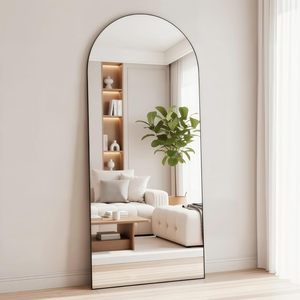 GKMZCGT Full Length Mirror 71x30 Inch <b>Arched</b> Aluminum Alloy <b>Frame</b> Tempered Glass Home Use Minimalist Design - Product Image 1