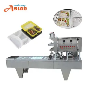 CE Fast food tray vacuum sealing machine/MAP Lunch meal bowl sealer/ nitrogen filling ready meal PP tray film packing machine