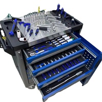 Gabinete con Cerradura Winmax de 7 Cajones, Acero y Hierro Resistente, Juego de Herramientas Azul de 245 Piezas para Taller de Reparación de Automóviles