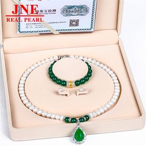Kalung Mutiara Alami Manik-manik Bulat Manik-manik Kalsedon Imitasi Kalung Mutiara Tetesan Air Hadiah Ibu untuk Orang Tua Hari Ibu - Product Image 1