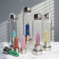 Bouteille d'eau en cristal de quartz faite à la main Sinyore, infusée de pierres précieuses, tendance mode, bouteille en cristal personnalisée