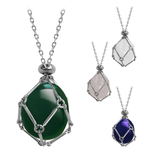 Soporte para collar de cristal jaula de acero inoxidable para piedra jaula de red ajustable piedra de cuarzo de cristal curativo para <span class=keywords><strong>la</strong></span> fabricación de joyas - Product Image 1