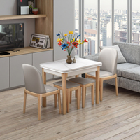 Table à manger extensible et pliante en bois massif, design moderne et luxueux, légère et compacte, idéale pour les petits appartements et salons.