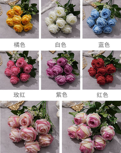 Fiori decorativi per la casa fiori artificiali 7 rami rosa <span class=keywords><strong>primavera</strong></span> rosa per la decorazione di nozze - Product Image 2