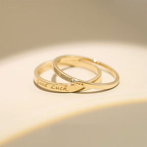 Anillo de Boda de Oro Sólido de 14K al por Mayor, Joyería de Buena Suerte, Anillo de Boda Personalizado, Juego de Anillos de Oro para Pareja, Lujosos y Modernos, Unisex - Product Image 2