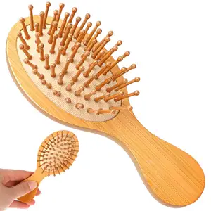 Natural Eco-friendly Hair Brush With Bamboo Bristles Massages Scalp Anti-Static Hair Detangle Bamboo Hair Brushes