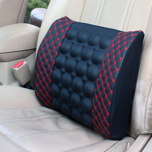 Coussin de massage lombaire pour voiture, motif quadrillé rouge, rechargeable par USB, physiothérapie infrarouge, soulagement des douleurs dorsales, pour utilisation au bureau et en voiture - Product Image 1