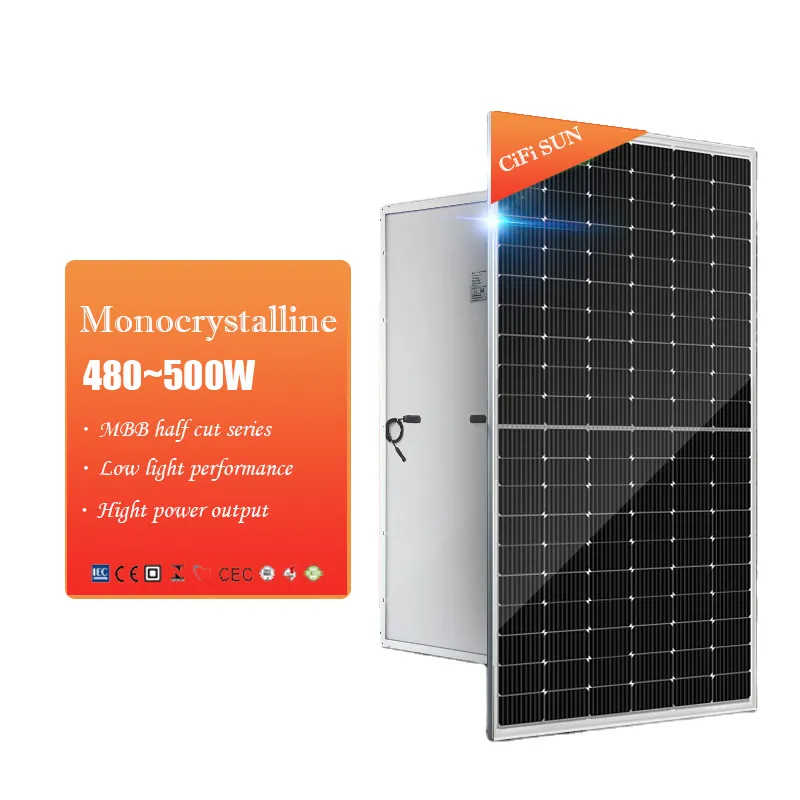 CFS cuánto costo PV Aplicación de 300 vatios 480W 500W costo promedio de la lista de precios del panel solar del techo