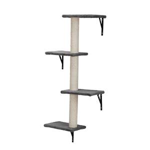 DB Set de Escalador para Gatos Montado en Pared, 5 Piezas, Estantes Flotantes Modernos, Perchas y Poste Rascador para Gatos, Árbol de Actividades para Interiores, Gris - Product Image 5