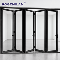 Porte pliante en aluminium ROGENILAN CE, cadre noir, vitrage accordéon, pour villa
