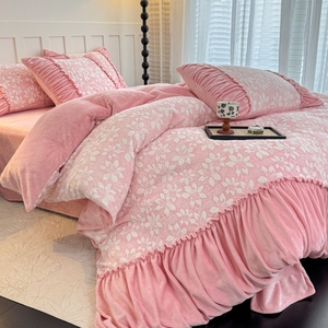 Set quattro pezzi in pile di latte intagliato in stile <span class=keywords><strong>francese</strong></span> <span class=keywords><strong>lenzuola</strong></span>, federe, copripiumino - Product Image 4