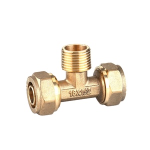 Chiết Giang Nhà Máy Brass pex Ống Nước Vật Liệu 3 Cách Nam Nữ Bằng Brass Nén Tee Ống Phù Hợp 16Mm pex Ống - Product Image 1