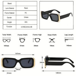 Gafas de Sol Rectangulares Pequeñas de Moda al por Mayor, Gafas de Sol Cuadradas con Marco Grueso y Protección UV400 para Mujer - Product Image 4