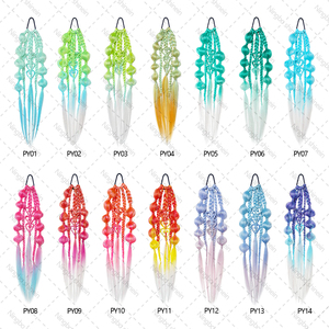 Shinein Estensioni per Capelli a Treccia Crochet Fatte a Mano da 24 Pollici, a Forma <span class=keywords><strong>di</strong></span> Cuore, Colorate, <span class=keywords><strong>con</strong></span> Effetto Bolle e Tinsel - Product Image 4