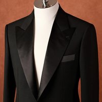 Costume sur mesure noir avec revers pour homme, costume classique pour homme, costume professionnel personnalisé, robe de mariée sur mesure