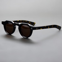 Monture de lunettes de vue rondes rétro tendance, polarisées, avec logo personnalisé, lunettes de créateur haut de gamme pour hommes, montures en acétate, vente en gros