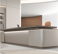 Meubles de style contemporain Bureau de direction en forme de L Bureau de direction avec armoire latérale éclairée Bureau de direction