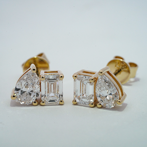 Pendientes de diamantes Starsfine Fine Diamante, dos pendientes de diamantes, oro sólido de 10K, pendientes de diamantes cultivados en laboratorio. - Product Image 2