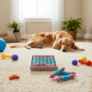 Spiky Teething Sticks For Dogs 12Pcs In Box Pink And Blue Colors Pet Toy Ref 19142 - Product Image 1