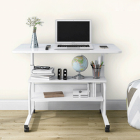 Venta al por mayor moderno blanco estudiante escritorio de la computadora con ajuste de altura superior de madera y ruedas móviles barato soporte para ordenador portátil a la venta