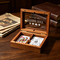 Ensemble de jeu de poker en bois vierge, supports vierges pour gravure laser, logo personnalisé, OEM, cartes à jouer, dés, boîte cadeau pour marque privée, vente en gros et revente