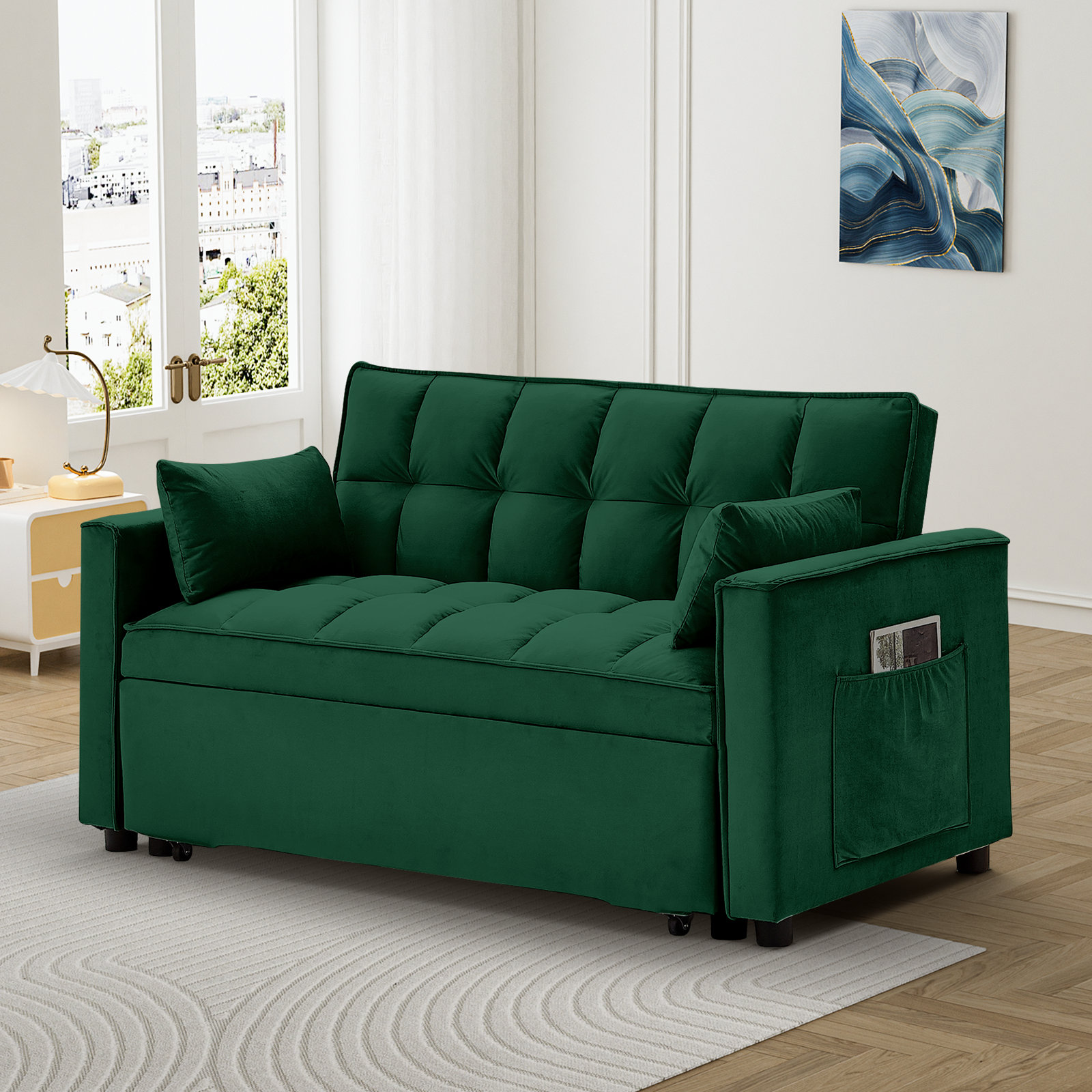 yellow Linen BlendEmerald Green Velvet