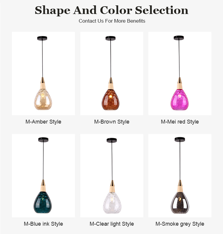 Hot selling factory price  Home Bedroom kitchen hotel  hanging lamp  Modern colorful glass Pendant Light
