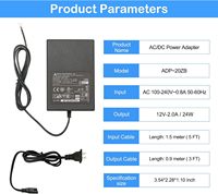Adaptor Daya Industri Catu Daya AC/DC 24W 100-240V Input AC 12V/2A Output DC Kabel Panjang 8 Kaki Terminal Steker Dapat Ditarik