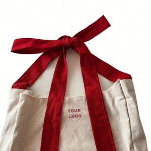Reusable Shopping Bow Canvas Cotton <b>Gift</b> Tote <b>Bags</b> With Custom logo - Product Image 6
