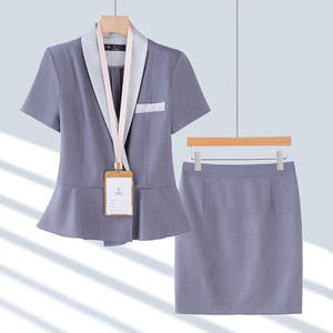Conjunto e Blazers Femininos de Verão de Alta Qualidade e Profissional, Finos e de Manga Curta para Trabalho em Recepção de Hotel e Uso Profissional de Beleza - Product Image 4