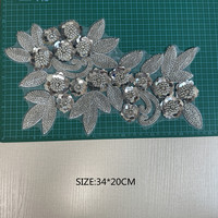 Applique de broderie perlée, patch de sequins, motif de fleur en strass pour robes de mariée, robes de soirée