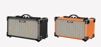 Harga Grosir AROMA 15W Portable Amp dengan Antarmuka Mikrofon Baterai Isi Ulang Terpasang untuk Gitar ELEKTRIK