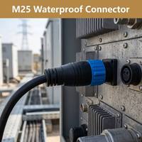 Connecteur circulaire étanche M25 surmoulé, plaqué or, femelle/mâle, 2 broches, 50A, pour système d'énergie solaire et micro-ondes