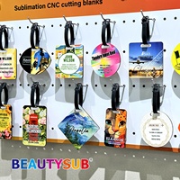 BEAUTYSUB Étiquette de bagage vierge en MDF pour sublimation, surface enduite, imprimable par transfert thermique, pour artisanat DIY, étiquettes de valise en bois vierges