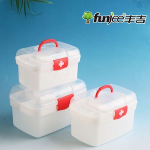 กล่องยาพลาสติกพร้อมที่จับสีแดง 4 ช่องสำหรับเก็บอุปกรณ์ปฐมพยาบาลที่บ้าน - Product Image 5