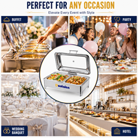Chafing Dish aus Edelstahl mit Sichtfenster-Deckel und Soft-Close-Funktion, Buffet-Speisenwärmer für Hotel, Restaurant, Catering, Chafing Dish mit individuellem Logo