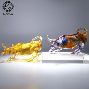 שיפוע צבע אמנותי שיפוע קריסטל שור פסל עבודת יד שור figbine הדפסה אמנות מודרנית דף בית מתנה קולקנת noriva noriva - Product Image 3