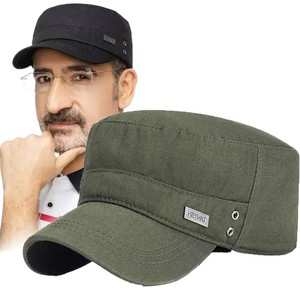 Men's <b>Flat</b> Top Cap Canvas Breathable Foldable Sun Protection Outdoor Spring Summer Duckbill <b>Hat</b> - Product Image 5