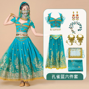 Costume de danse du ventre de princesse indienne pour filles, ensemble de <span class=keywords><strong>sari</strong></span>, costume de scène pour enfants, tenue de fantaisie, costume arabe, Halloween, vêtements de danse <span class=keywords><strong>Bollywood</strong></span> - Product Image 5