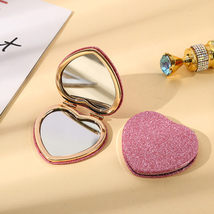 Wholesale Double Sided Folding Mini <b>Vanity</b> <b>Mirrors</b> Heart Shape Small Hand <b>Makeup</b> Pocket <b>Mirror</b> - Product Image 2