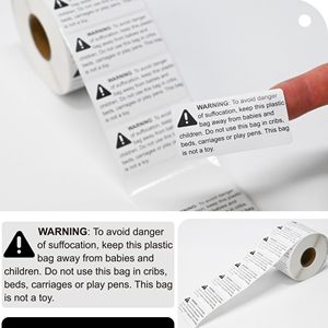 Choking Hazard Warning Labels 5.08cm x 2.54cm, 1000 <b>Stickers</b> Per <b>Roll</b> Safety Packaging Tags - Product Image 3