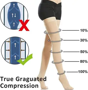 Vena médica Trombosis Anti Varices Vena Muslo Alto Enfermera Medias de compresión Calcetín Vena Varicosidades