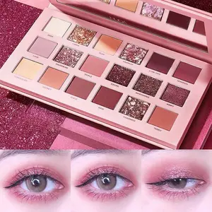 Ushas — palette de fards à paupières roses du désert, 18 couleurs, fard à paupières nacré mat à paillettes, maquillage d'ustensiles