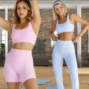 OEM/ODM Plus Size Fashion Solid Pink Full Length Active Stretch Spandex/Nylon Fitness <b>Set</b> High Quality Yoga Pants <b>2</b> <b>Piece</b> - Product Image 2