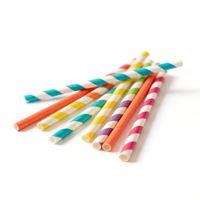 Pailles en papier compostables colorées avec emballage individuel, sans plastique, à base de papier, pour fêtes, pailles multicolores