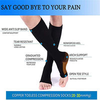 Chaussettes de compression graduée personnalisées 20-30 mmHg, hauteur genou, bas de compression médicale, bout ouvert, pour les varices