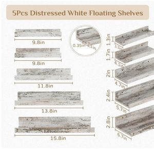 Estantes Flotantes de Madera de Estilo Rústico de 5 Niveles, Sostenibles y Multifuncionales, para Montar en la Pared, Decoración Rústica para Artículos Pequeños - Product Image 5